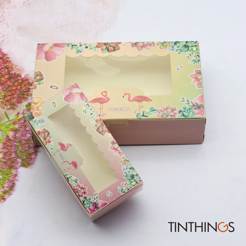 

100PCS Window Candy Gift Box Flamingo Birthday Wedding Party CupCake Chocolate Food Baking Package Box Paper Decorating Suppiles