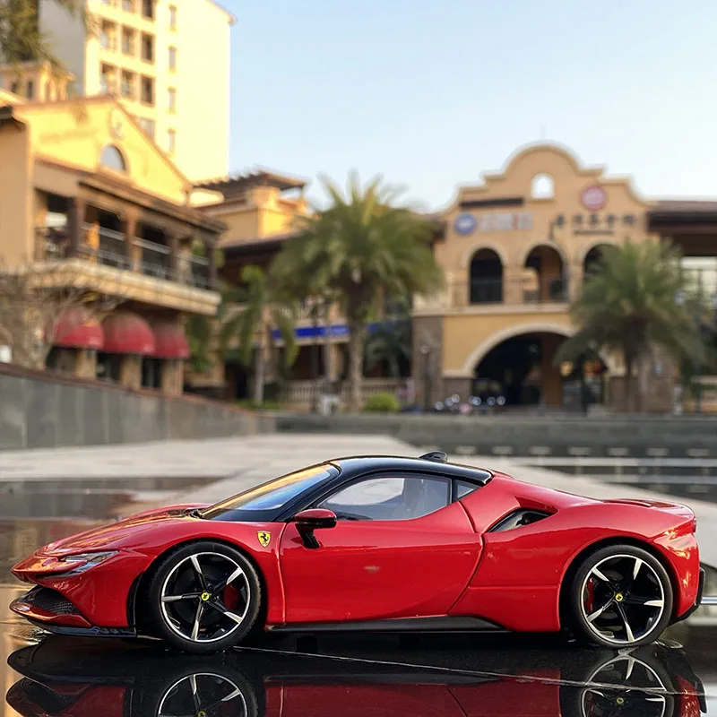 Bburago 1:24 Ferrari SF90 Alloy Sports Car Model Diecast Metal Toy Vehicles Car Model Collection High Simulation Childrens Gifts