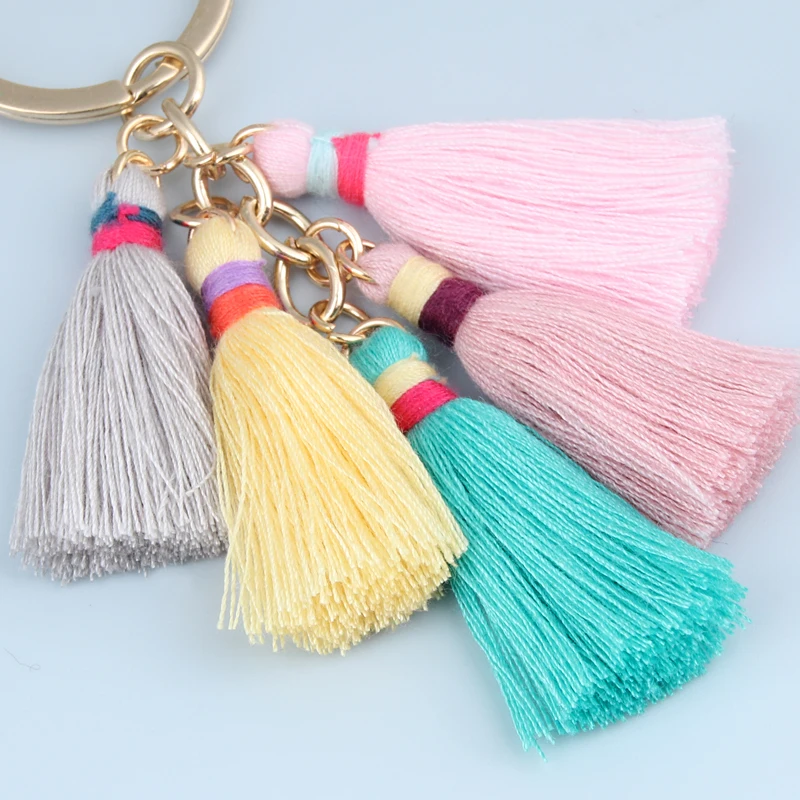 Multicolor Tassel Keychain For Women Handmade Bohemian Key Ring Boho Handbag Pendant Accessories Key Holder Jewelry Gifts