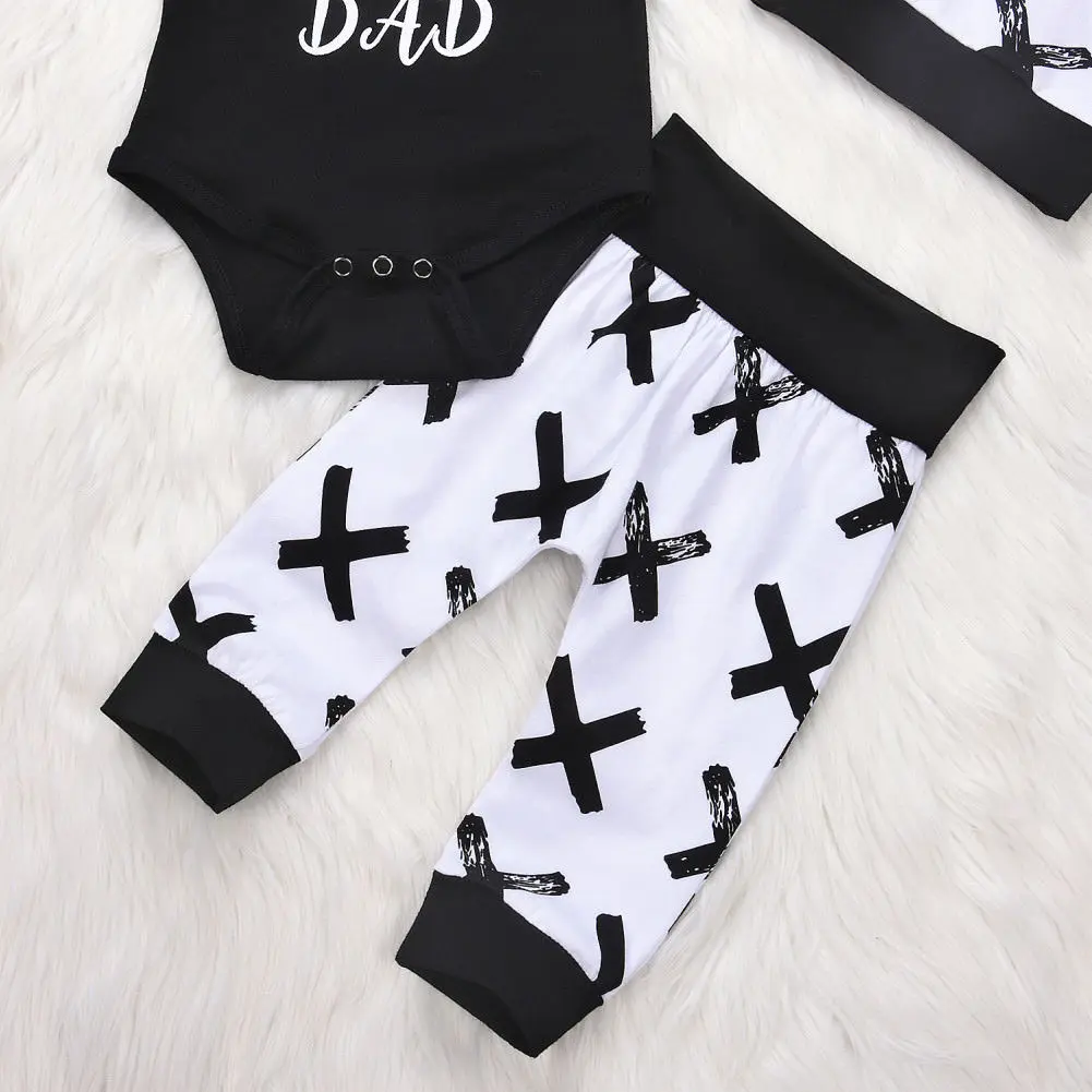 0-24 Month Toddler Kids Baby Boy 3Pcs Clothes Set Newborn Infant Boys Cotton Tops Romper Pants Leggings Outfits Clothing