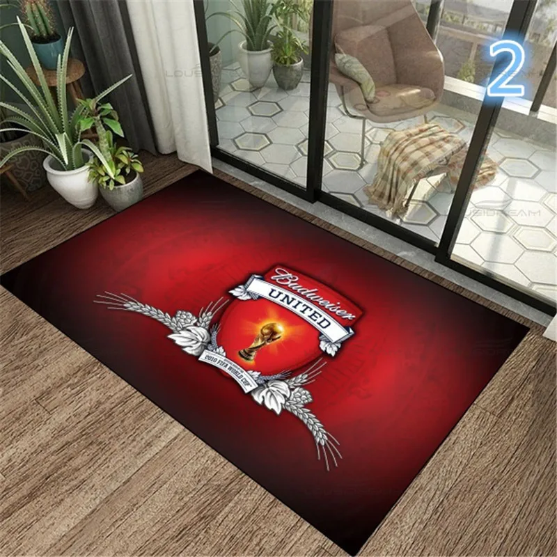 Budweiser Beer Pattern Decorative Carpet Square Flannel Bar Area Carpet Modern Home Living Room Floor Mat Bedroom Rug