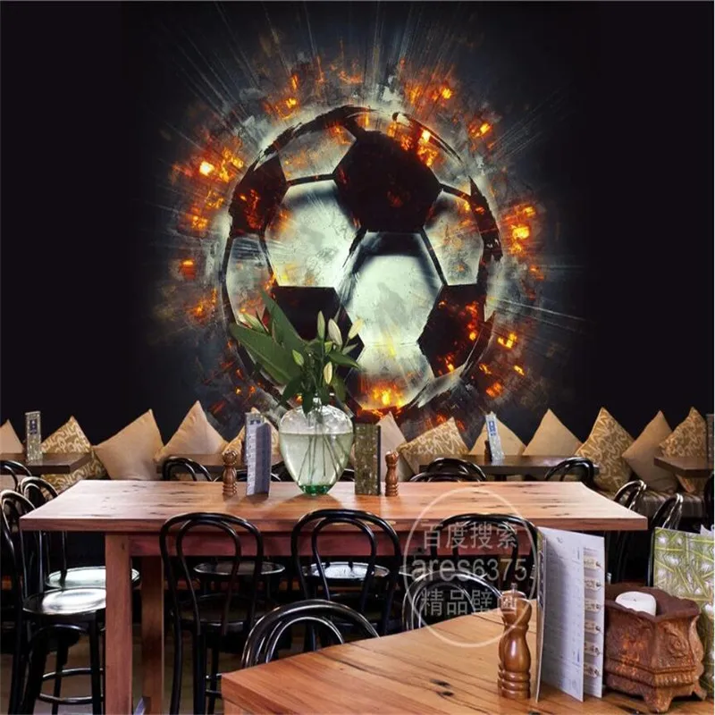 

Custom 3D Flame Football Photo Poster Wall Painting Restaurant KTV Bar Club Living Room Background Decor Mural Wallpaper 3D