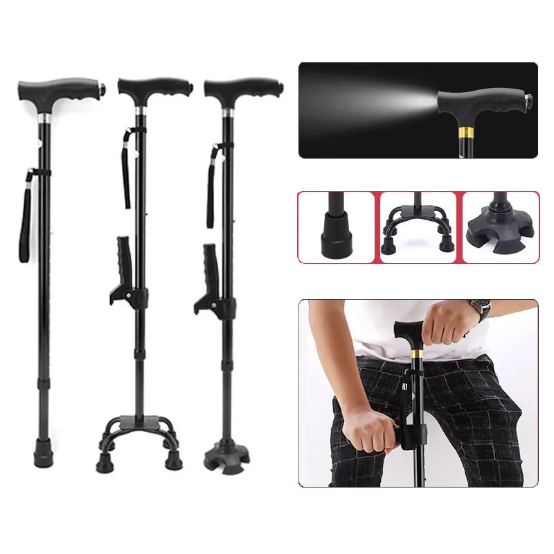 Safety Telescopic Stick Trusty Elderly Crutches Multifunctional Walking Stick Parents Cane Outdoor Camping Trekking Hiking Stick