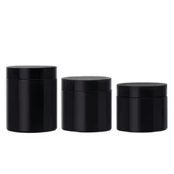 25pcs Plastic Jars Black Cosmetic Pot 3oz250ml 200ml 150ml 100ml Empty Hair Wax Pot Packaging Bottles Cream Containers With Lids