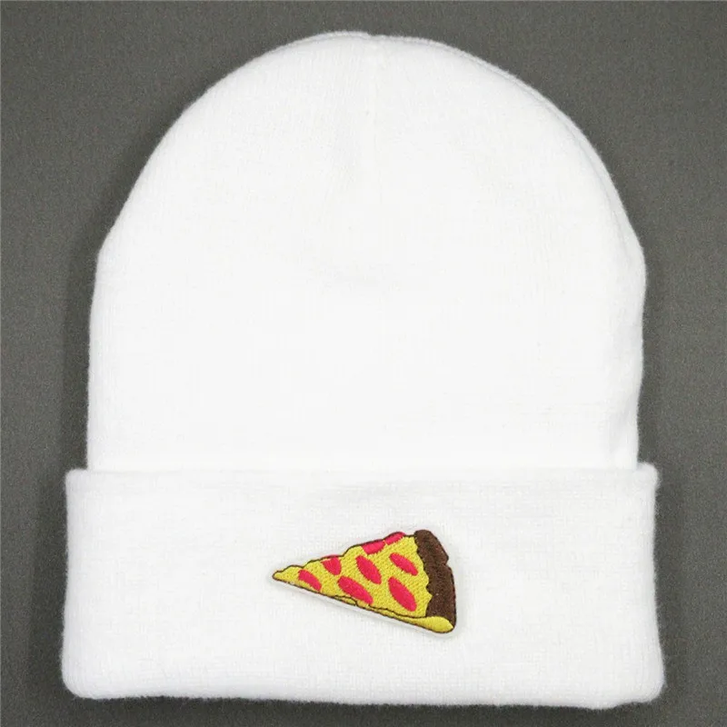 

Winter Cotton Personality Pizza Embroidery Thicken Knitted Hat Warm Hat Skullies Cap Beanie Hat for Men and Women 118