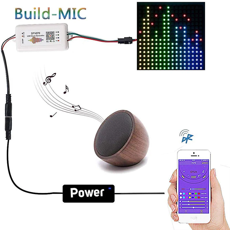 FULL-WIFI RGB SP107E Pixel IC SPI Music Bluetooth Controller for WS2812 SK6812 SK9822 RGBW APA102 LPD8806 Strip DC5-24V