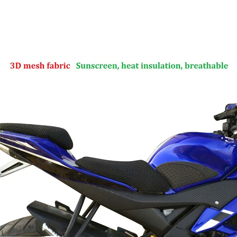 Funda de asiento con aislamiento térmico para motocicleta, cojín de tela de malla 3D transpirable para Yamaha R15, resistente al agua