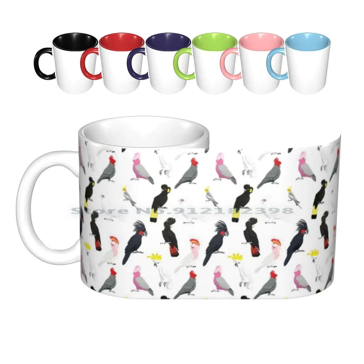 Australian Cockatoo Pattern Ceramic Mugs Coffee Cups Milk Tea Mug Cockatoo Parrot Parrots Bird Birds Animal Animals Wildlife