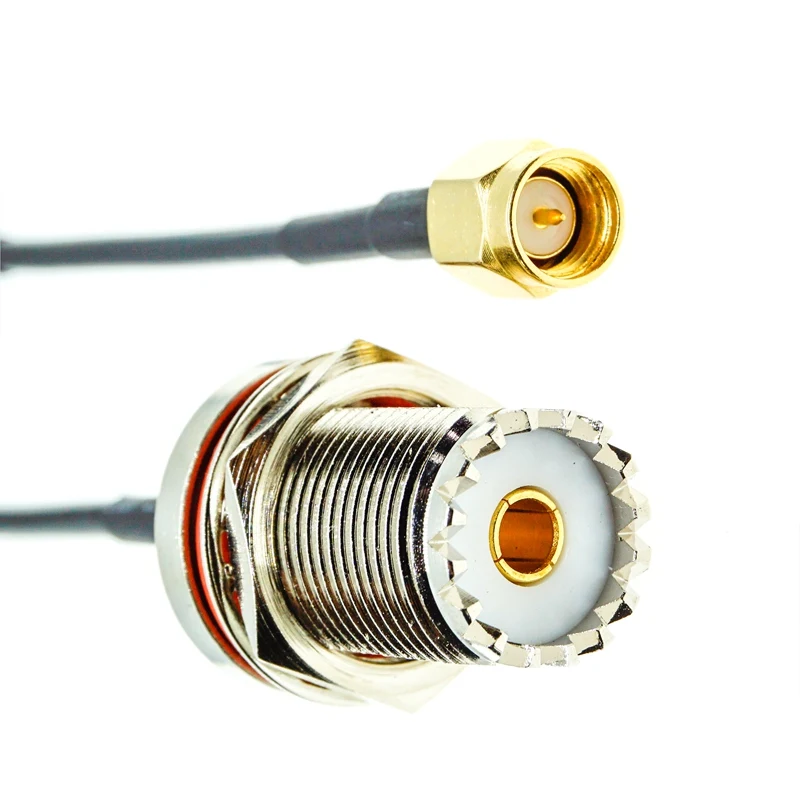 SMA Male Plug to SO239 UHF Female Bulkhead RF Jumper pigtail Cable RG174 Coax Connector