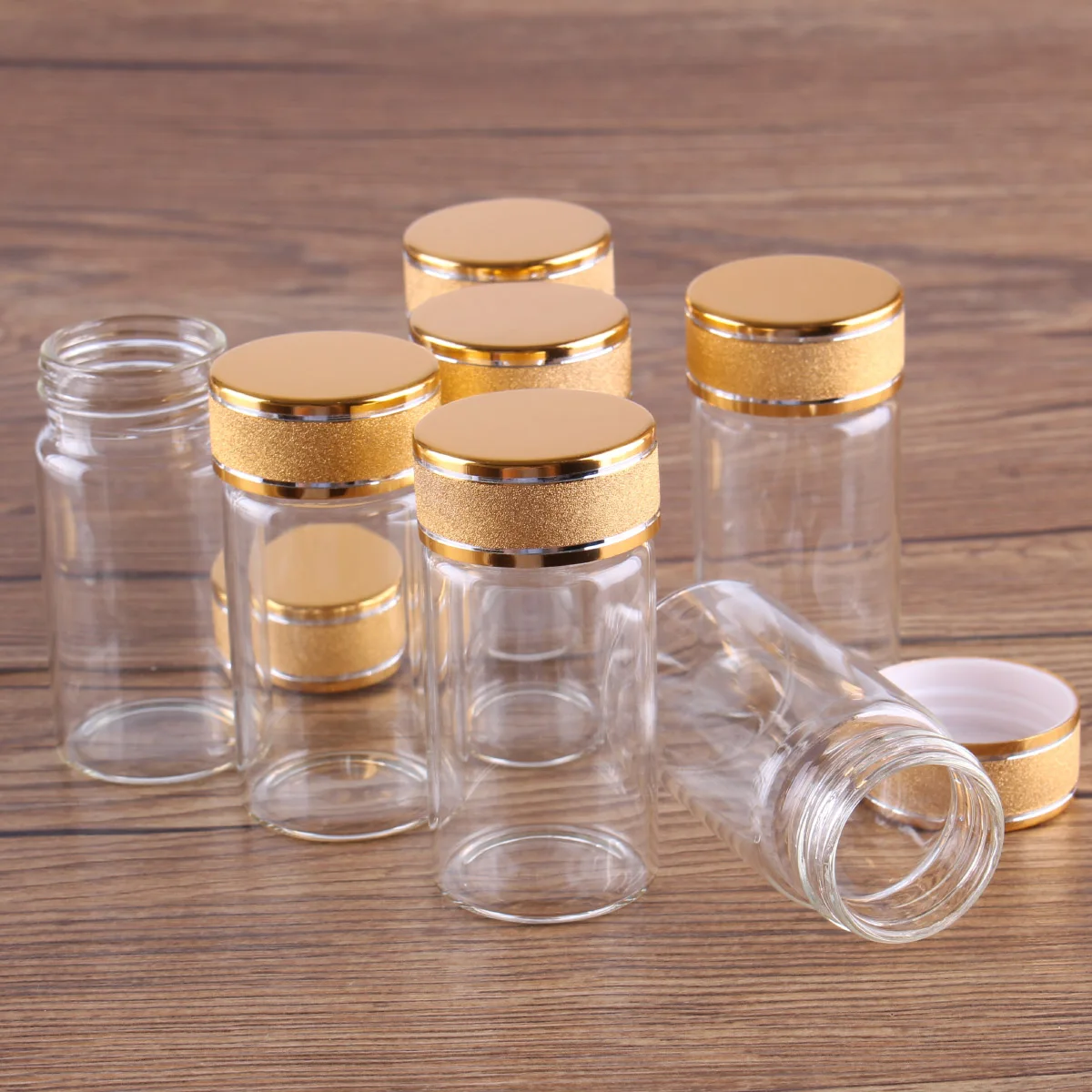 5pcs 25ml 30*60mm Perfume Bottles with Golden Frosted Caps Potion bottles Glass Bottles Glass Vials for Wedding Gifts