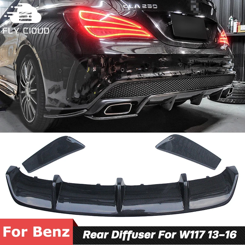 R Style Carbon Fiber Rear Bumper Lip Diffuser For Mercedes Benz W117 CLA220 CLA250 260 CLA45 Sport Car Tuning 2013-2016