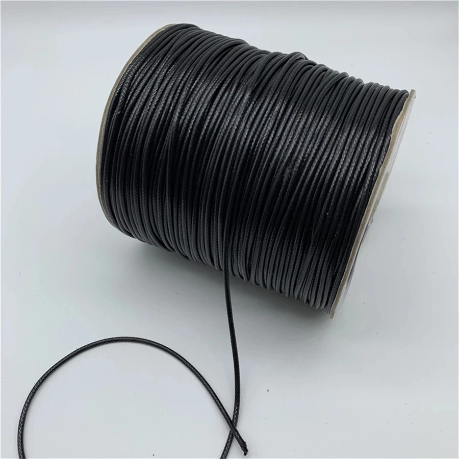 0.5/0.8/1/1.5/2mm Black Waxed Polyester Cotton Cord Waxed Thread Cord String Strap Necklace Rope For Handmade Jewelry Making