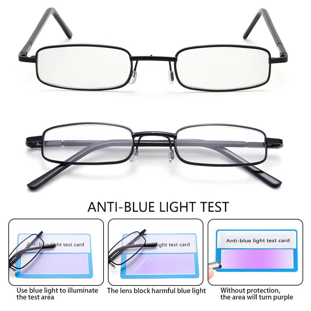 Slim Reading Glasses with Tube Case Portable Lightweight Readers Glasses for Men Women Mini Compact Anti-blue Light Eyewear