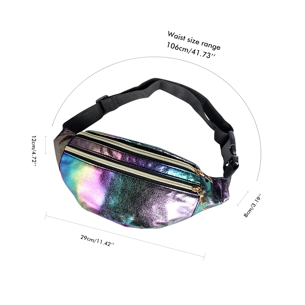 Buylor Waist Bag Women Fanny Pack Laser Shoulder Belt Bag Holographic Designer Cute Waist Packs Party Travel Phone Pouch Bags