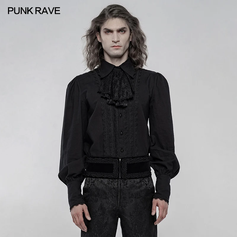 Punk Rave Gothic Gorgeous Long Sleeve Men\'s Gothic Wedding Men\'s Shirt Goth Cosplay Shirt Top WY1246