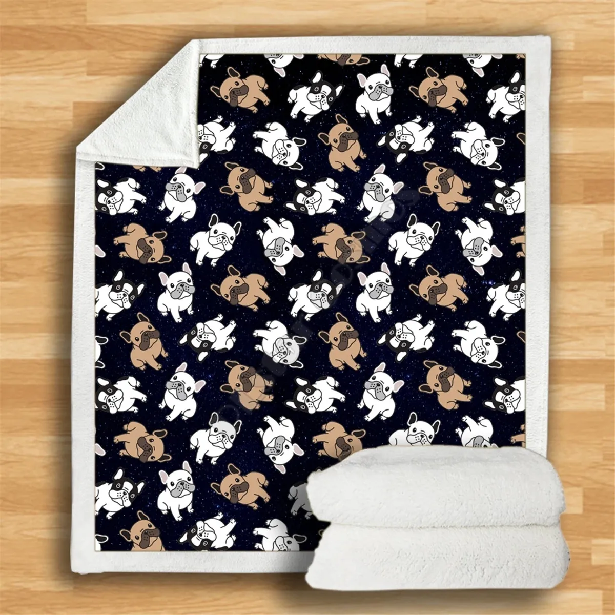 

Cute French Bulldog Cozy Premiun Fleece Blanket 3D printed Sherpa Blanket on Bed Home Textiles