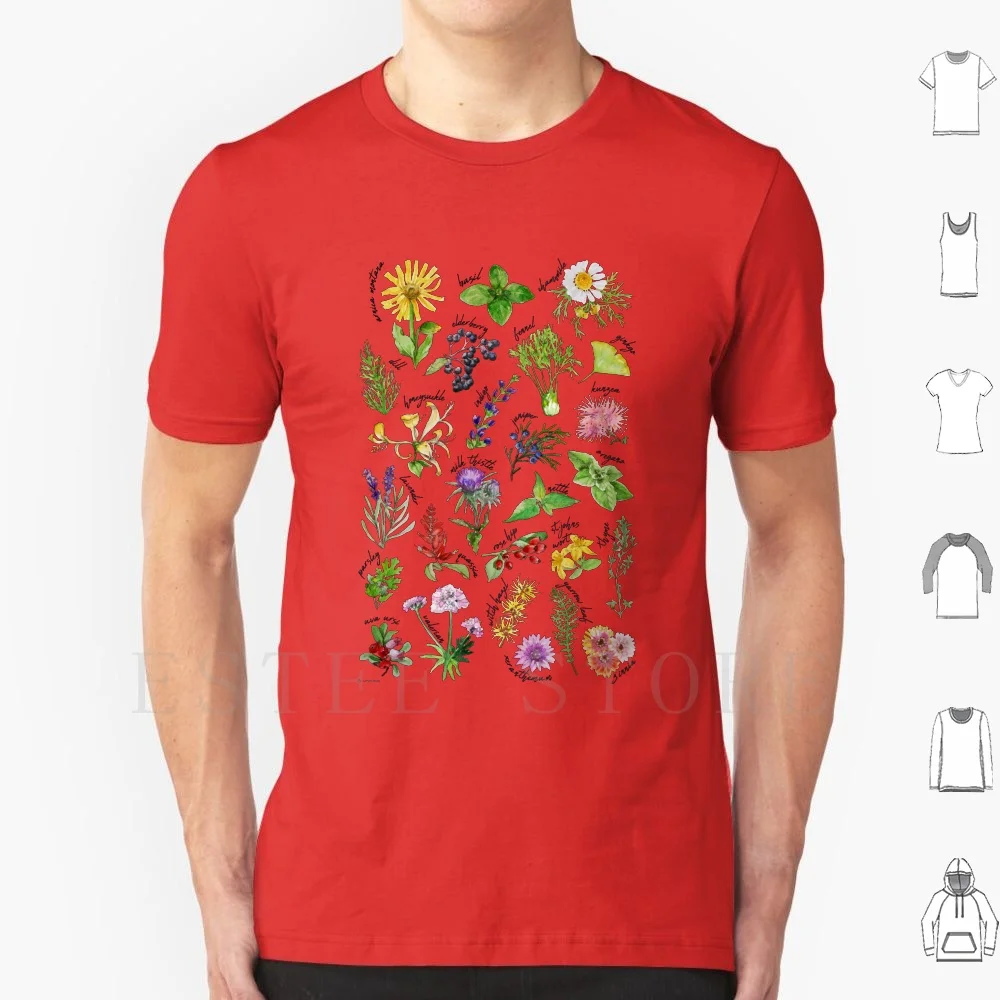 Plants & Herbs Alphabet T Shirt Print Cotton Plants Herb Botanical Flora Nursery Garden Flowers Floral Alphabet Woodland