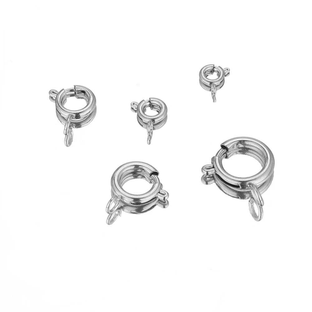 10 Stück Goldfarbene Edelstahl Runde Krallen-Federringverschlüsse für DIY Schmuckherstellung, Halsketten-Verbinder, Armband-Zubehör – Detail 5