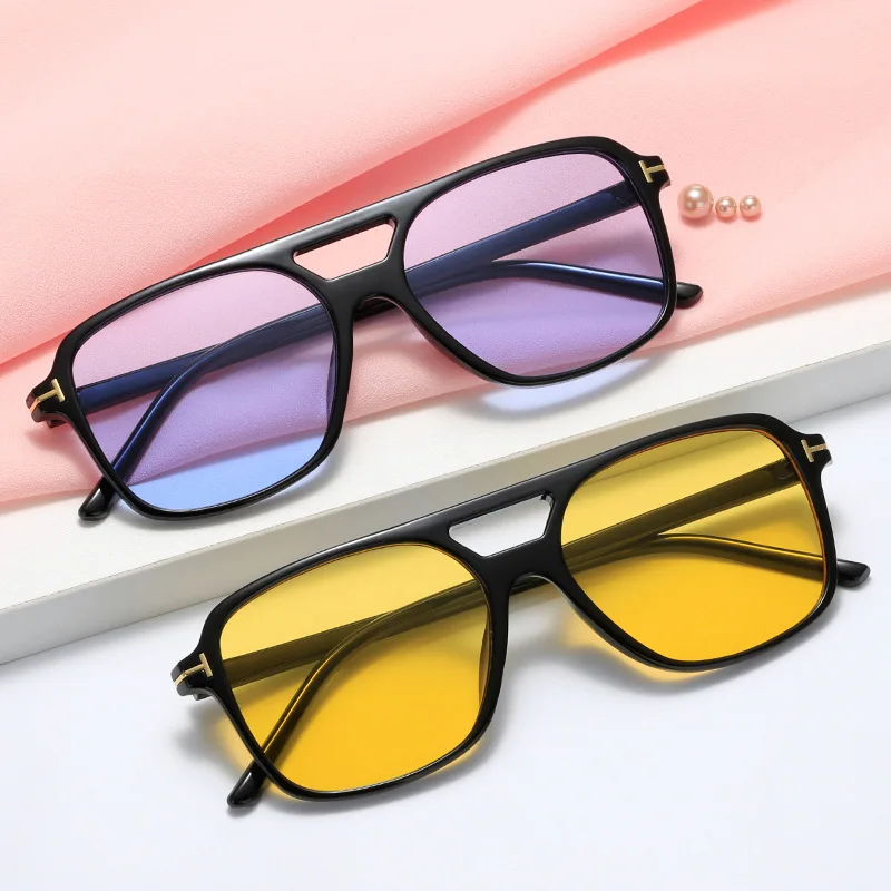 Brand Designer Square Sunglasses Women Fashion Blue Yellow Sun Glasses Female Vintage Retro Big Frame Pink Oculos De Sol