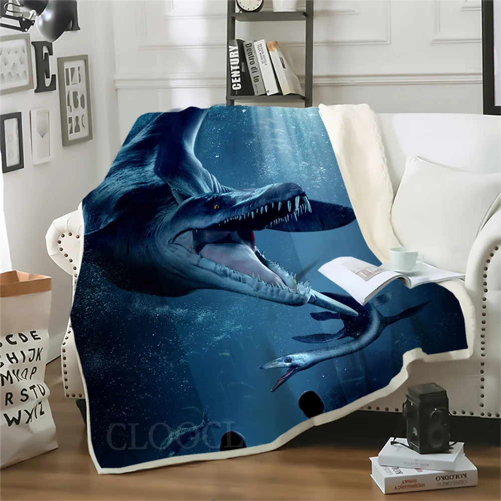 Double Layer Blanket Ferocious Dinosaur Printed Throw Blankets for Beds Teenager Home Decoration Sofa Beddings Kids Quilt