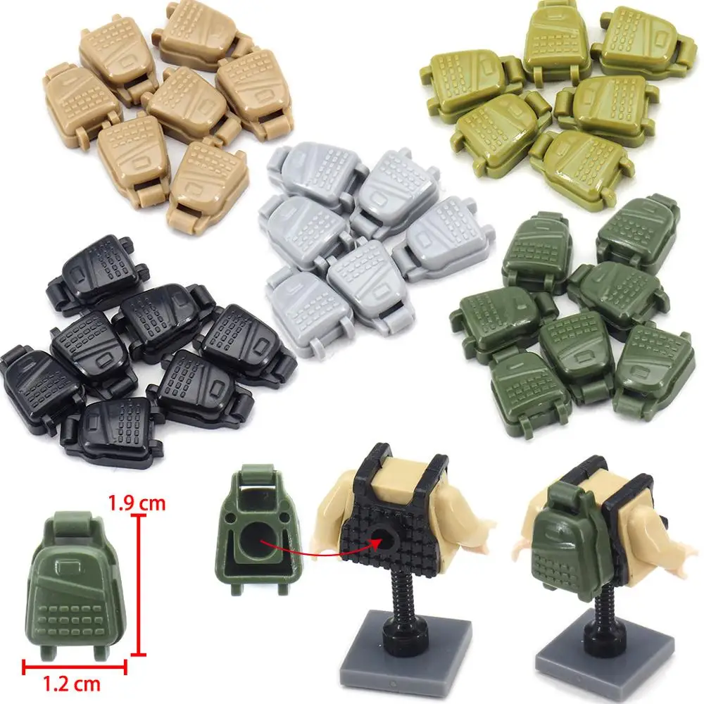 Rucksack Militärische Lieferungen Baustein Armee Zubehör WW2 Special Forces Figuren Ausrüstung Modell Weihnachten Geschenke Kind Spielzeug