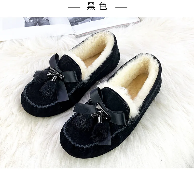 100% Genuine Leather Women Flats Casual Moccasins Driving Shoes Natural Fur Wool Women Loafers Fashion Comfortable Shoes Woman