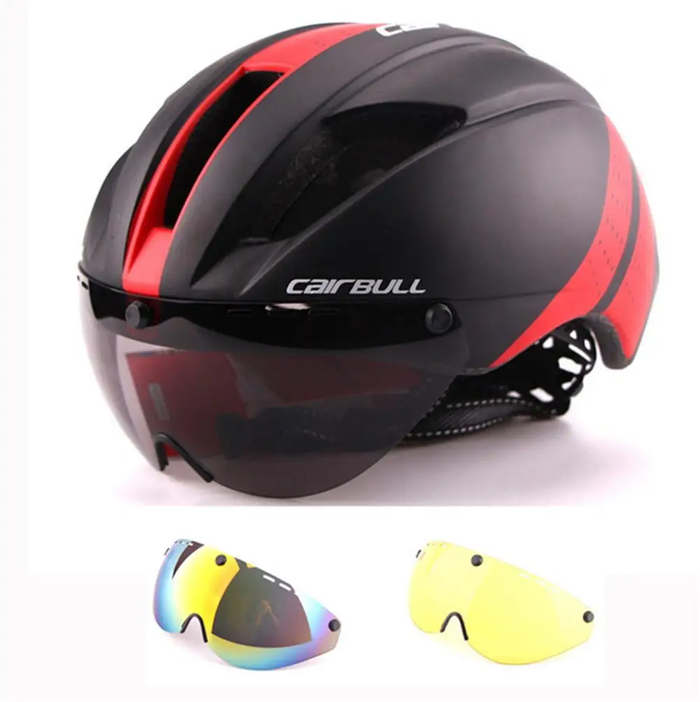 2024 New 3 Lens Goggles Bicycle Helmet Speed Aero Road Bike Racing Safety Helmet for Men Cycling Helmets with Sun Glasses CB-15