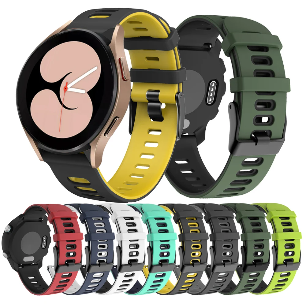 

20mm Two-color Silicone Strap For Samsung Galaxy watch5/4 40 44mm Smart Wristband Bracelet For Watch 4 Classic 42 46mm Watchband