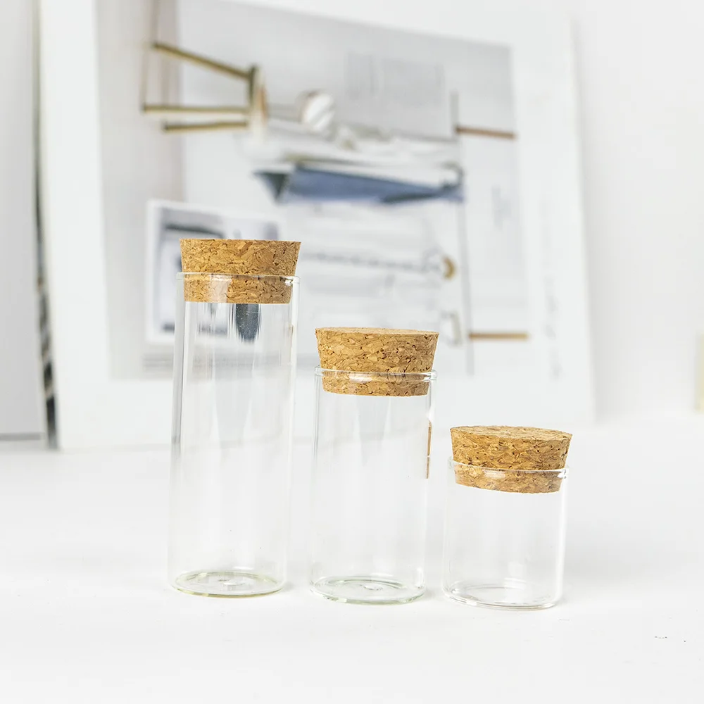 Bouteilles en verre avec bouchon en liège, bocaux vides, conteneurs pour la décoration, 10ml, 15ml, 25ml, 12 pièces