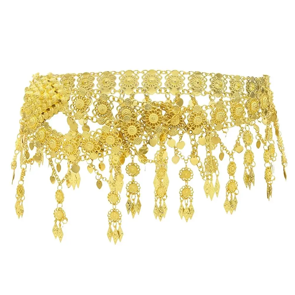 Gold Color Ethnic Long Tassel Belly Waist Chain Thai Clothing Summer Beach Party Sexy Belts Gypsy India Body Jewelry Accessories