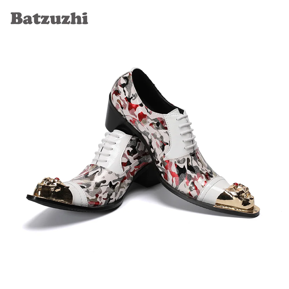 

Batzuzhi 6.5cm High Heel Men's Shoes Lace-up Personality Mens Dress Leather Shoes Pointed Toe Party and Wedding Male Shoes! 6-12