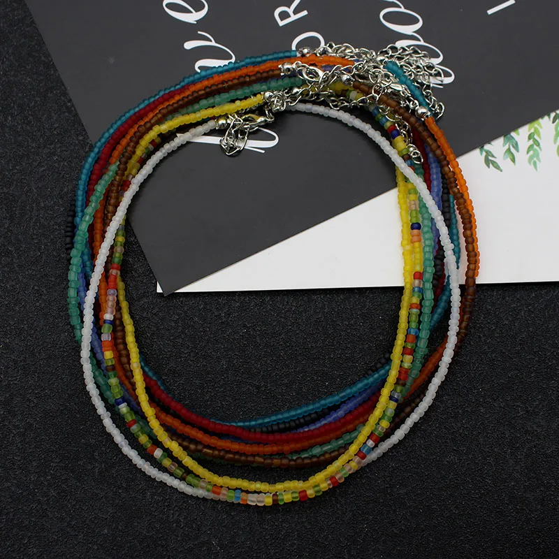 2021 New Beads Choker Collar Charm Colorful Handmade Boho Beaded Short Statement Necklaces Jewelry For Women