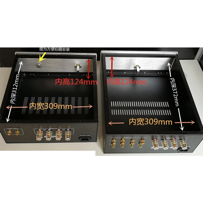 KYYSLB 320*130*387MM Aluminum Panel Assembled Amplifier Chassis Box House DIY Enclosure with Feet Screws Amplifier Case Shell