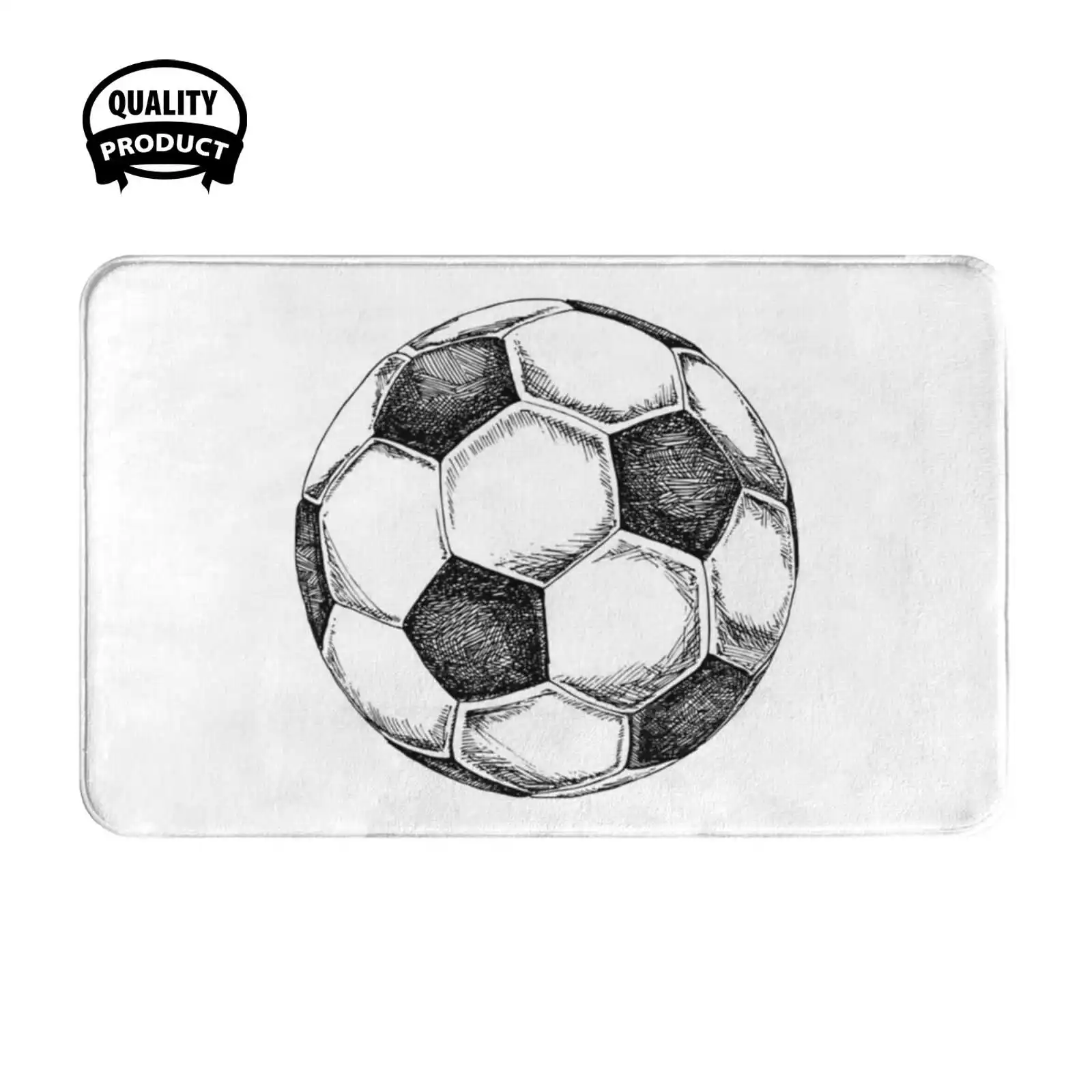 Sketched Football Custom Clock Logo Soft Cushion Home Carpet Door Mat Car Rug Ootball Soccer Sports Futbol Calcio Premierleague