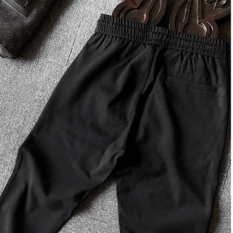 

Winter Autumn Fashion New Men Pants Casual All-Match Cotton Sweatpants Drawstring Korean Style Solid Elastic Straight Trousers