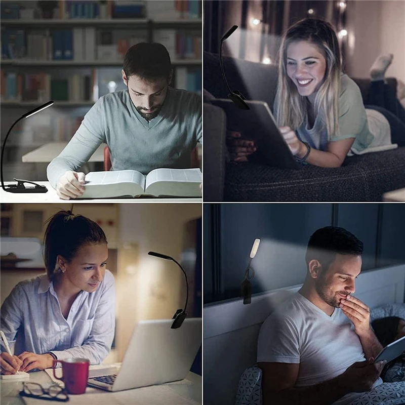 Mini 9 LED Reading Light Book Light Lamp USB Rechargeable Warm Clip Lamp Brightness Stepless Dimming Desk Table Read Night Light
