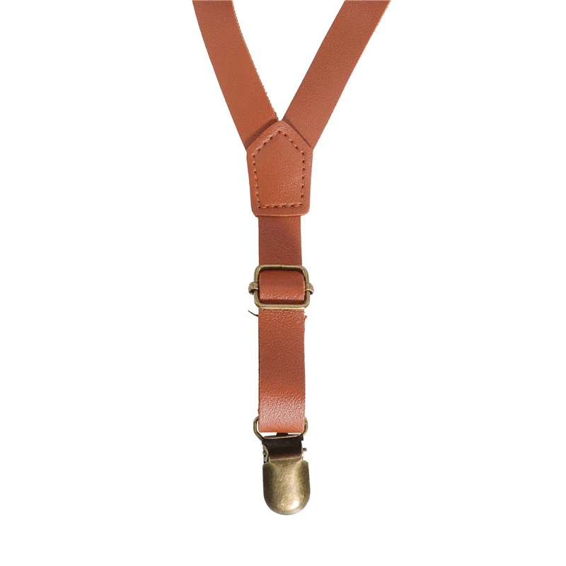 Suspensórios de couro PU infantil, clipes Bronze ajustáveis, fivela combinando terno smoking, casamento unissex menino menina Y-Back Brace Belt