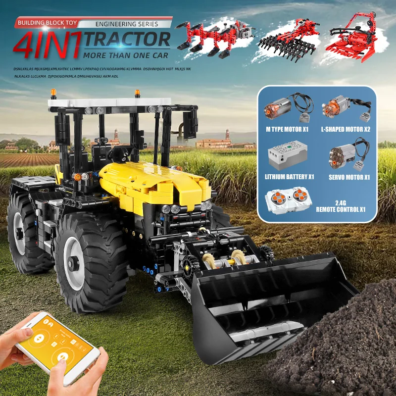 Mould King 17019 Technical Tractor Fastrac 4000er series with RC Building Blocks Technology Toys for Boys and Adults