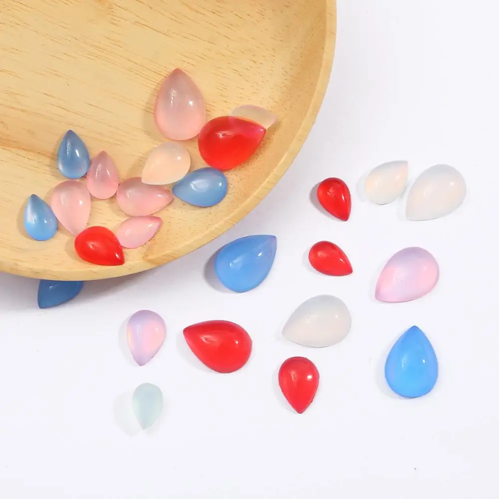 10pcs/lot Resin Flatback Water Drop Shape Beads Faux Cat Eye Cabochon Bead Handmade DIY Loose Bead For Jewelry Making Findings