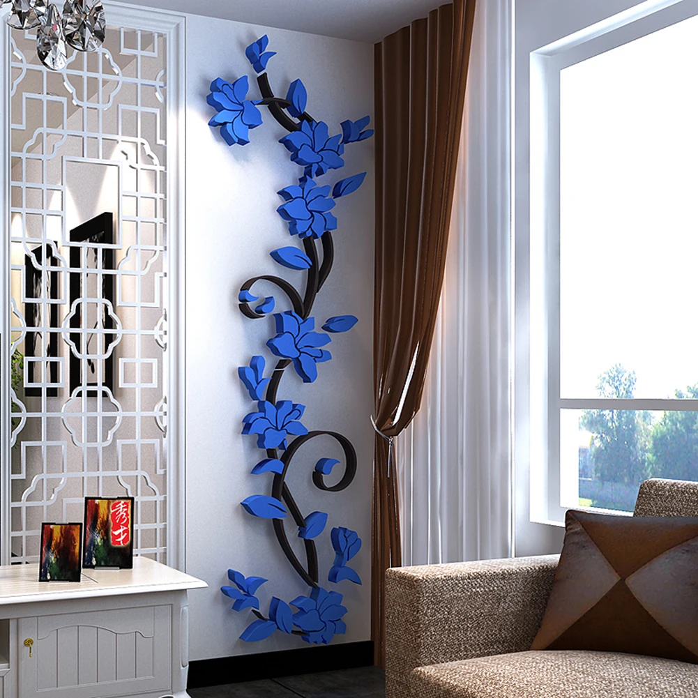 1Pcs 3D DIY Vase Flower Tree Removable Art Vinyl Wall Stickers Decal Mural Home Decor For Home Bedroom Decoration Hot Sale