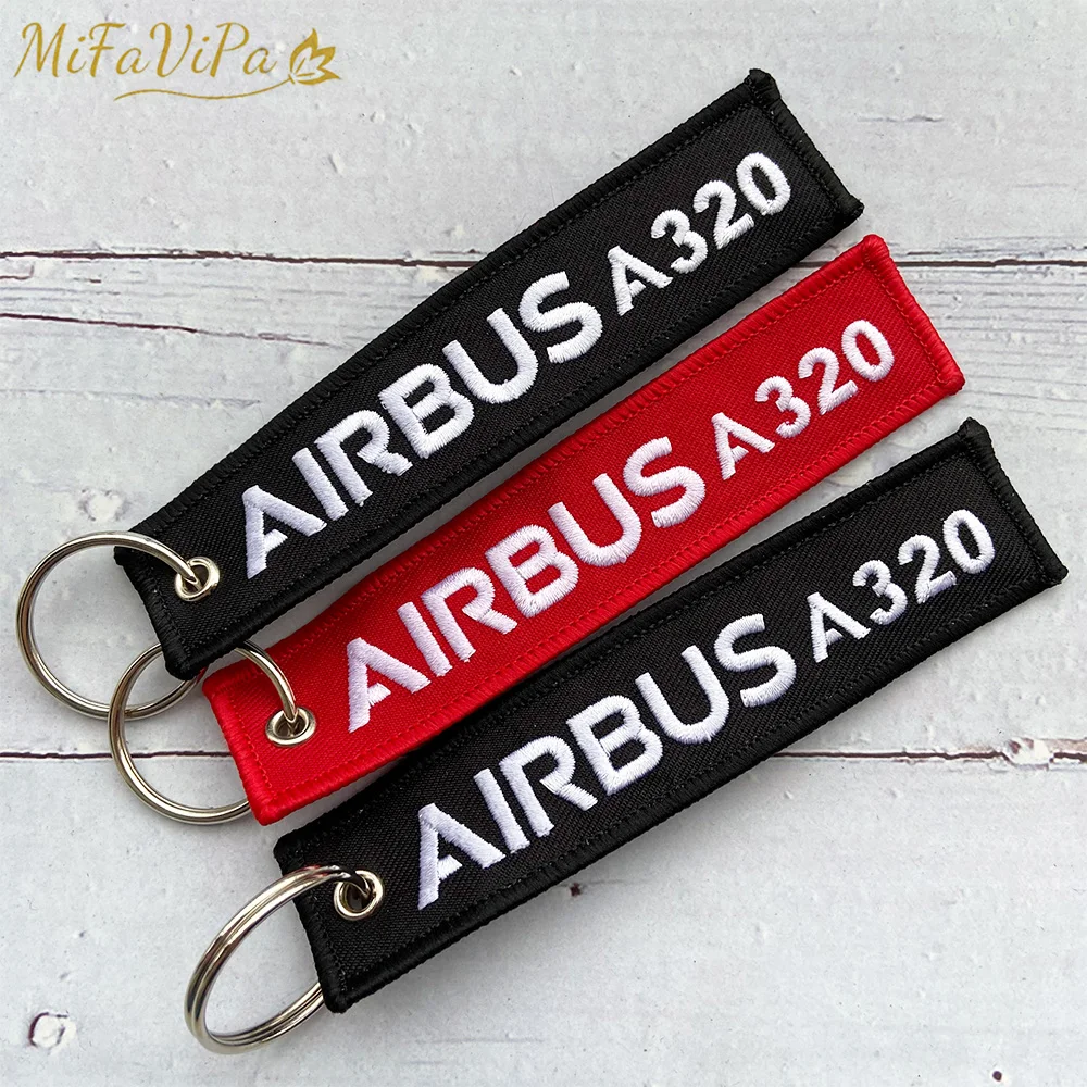 3 PCS Red Grey Black Airbus A320 Fashion Trinket Keychain Embroidery Aviation Llavero for Men Flight Crew Gift Sleutelhanger