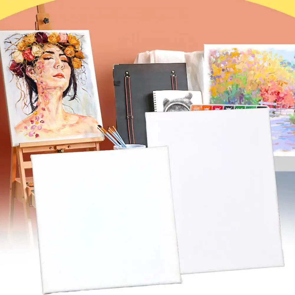 1pc White Blank Square Artist Canvas For Canvas Oil Painting,Wooden Board Frame For Primed Oil Acrylic Paint