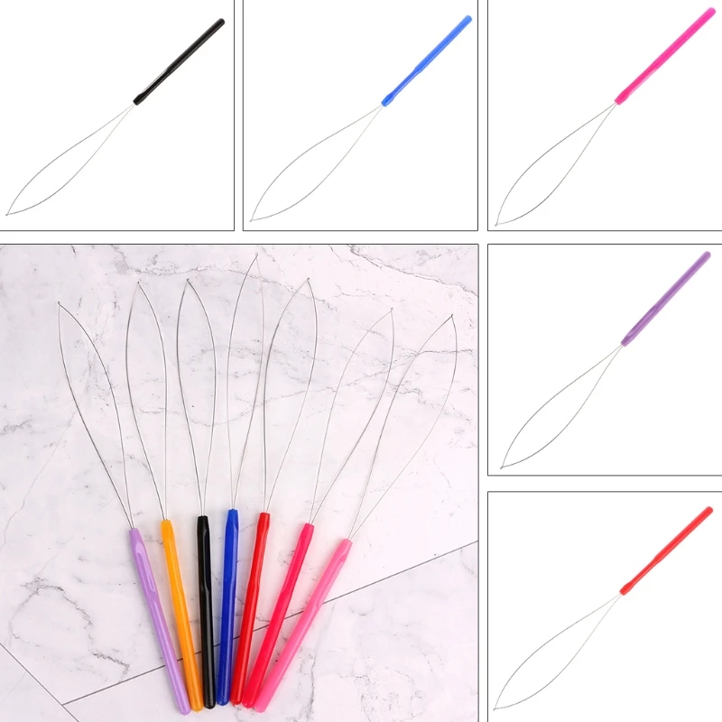 1Pcs Haar Verlängerung Werkzeug Micro Ring Perle Ziehen Hoop Schleife Feder Einfädler