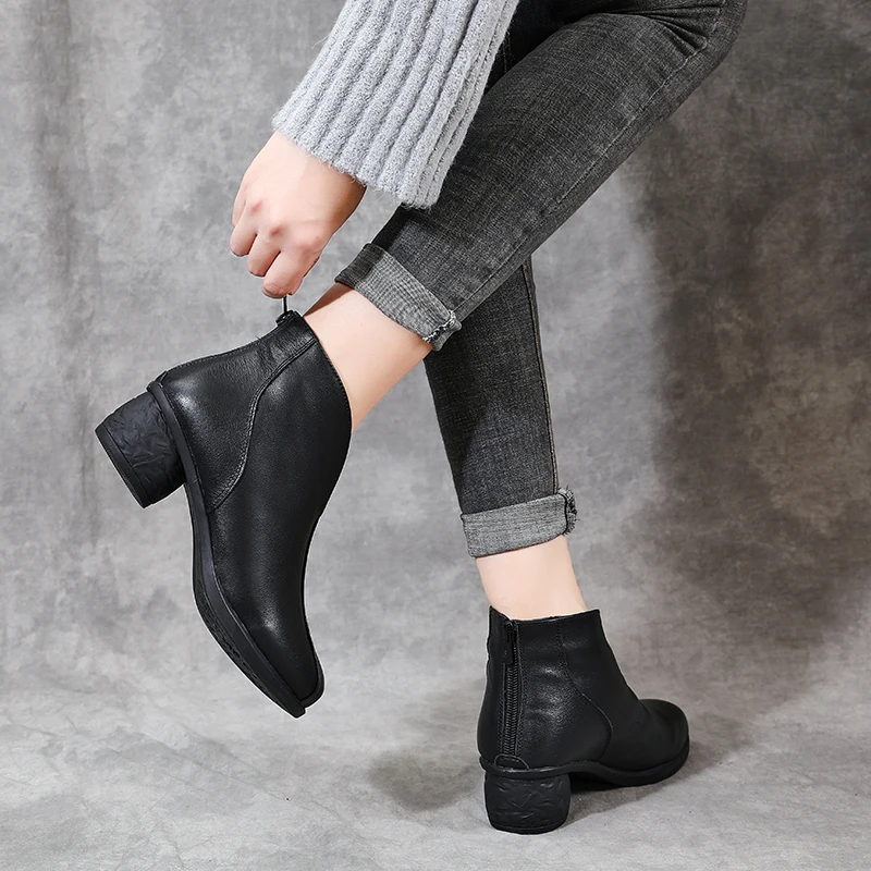 Xiuteng Genuine Leather Winter Boots Women Chelsea Shoes Booties Woman Ankle Boots Platform Shoes Botines Mujer 2022