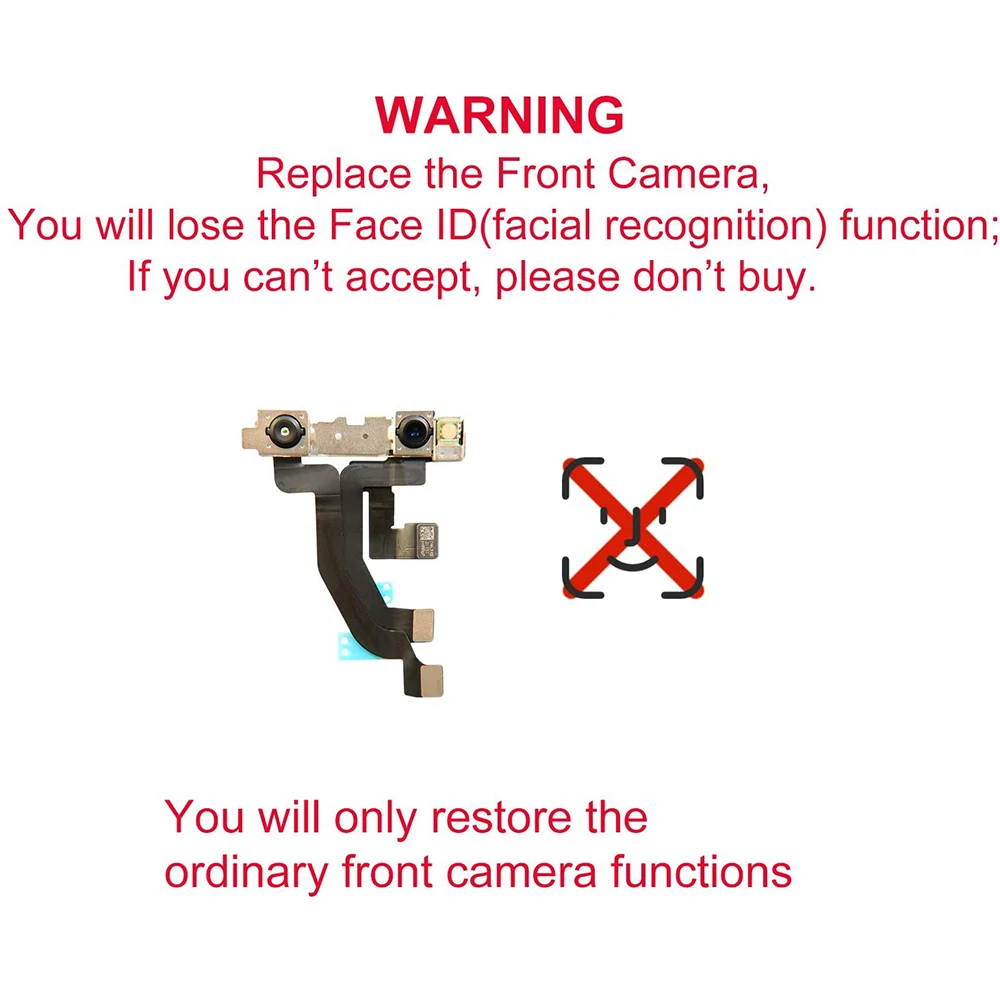 Front Camera Flex Cable For iPhone X XR XS Max Replacement With Screen Waterproof Tape NO Face ID