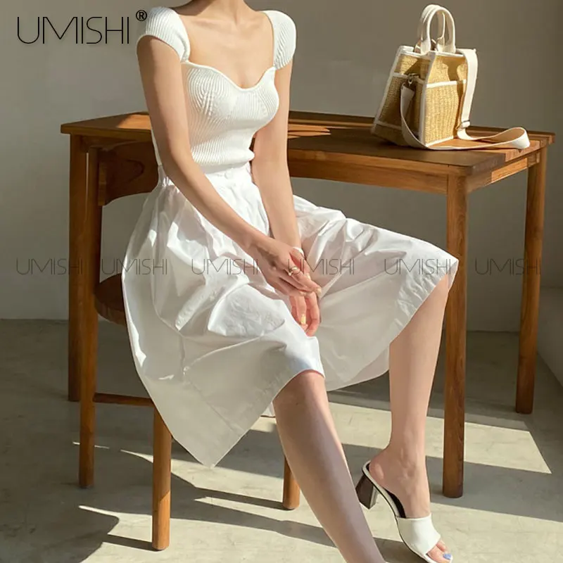 Small dew clavicle show thin sweater bust skirt of tall waist skirts pants