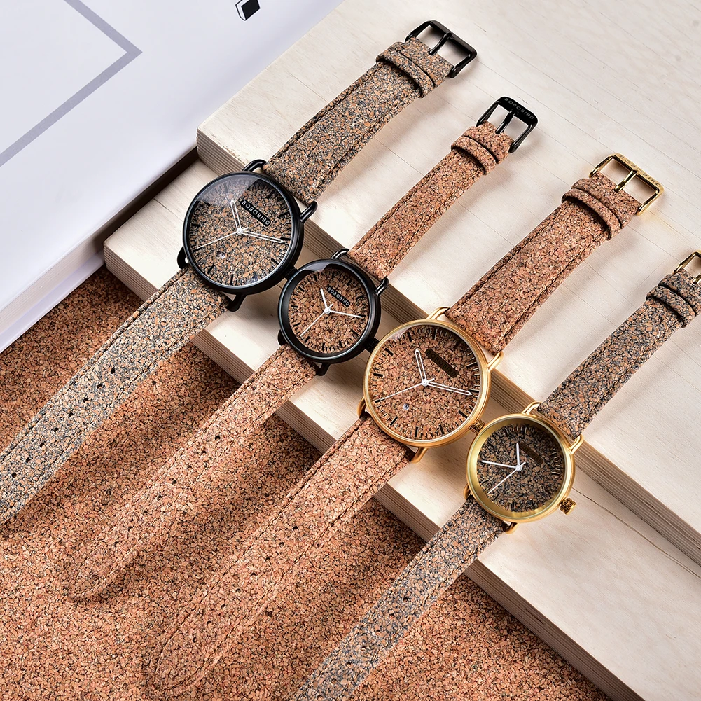 BOBO BIRD Couple Watches New Luxury Top Brand Timepieces Handmade Cork Strap Bamboo Women Watch Luxury in Box Dropshipping OEM