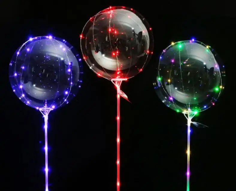 LED Balloons Bobo Balloon Each set includes 18inch Led Balloon + 80cm Rod +3 m Led line & handle battery box Wedding party  SN