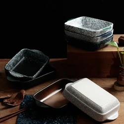 Japanese Styel Ceramic Baking Dish Rectangular Bakeware Roasting Pan With Handle Oven Kitchen Baking Tool