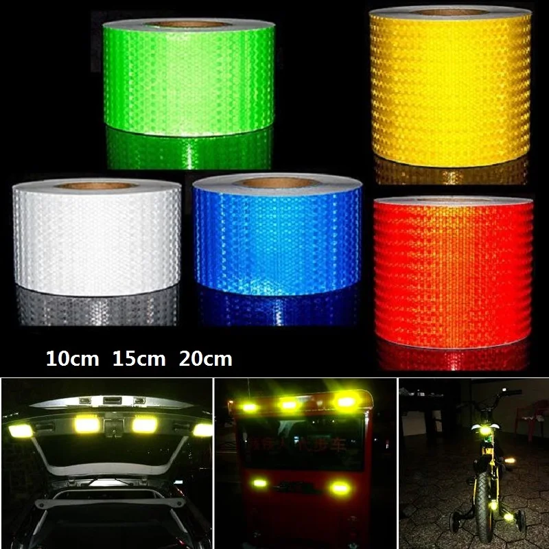 15CM*1M Width Super Reflective Car Decoratiive Sticker PVC Reflective Self-adhesive Tape Road Traffic Warning Sign Safety Tape